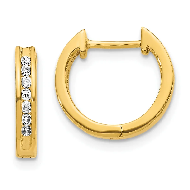 Silver Statement Earrings-1/5 CTW Diamond Hoop Earrings in 14KT Yellow Gold