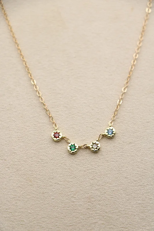 Custom Necklace for Bridesmaids-family sunburst birthstone necklace