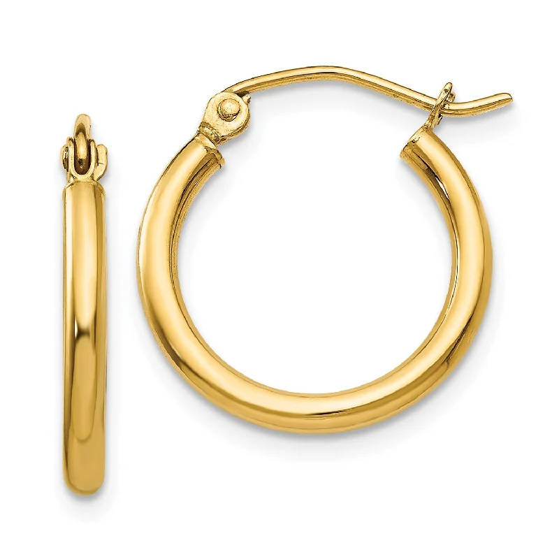 Cute Stud Earrings for Teenagers-14KT Yellow Gold 17X2MM Hoop Earrings