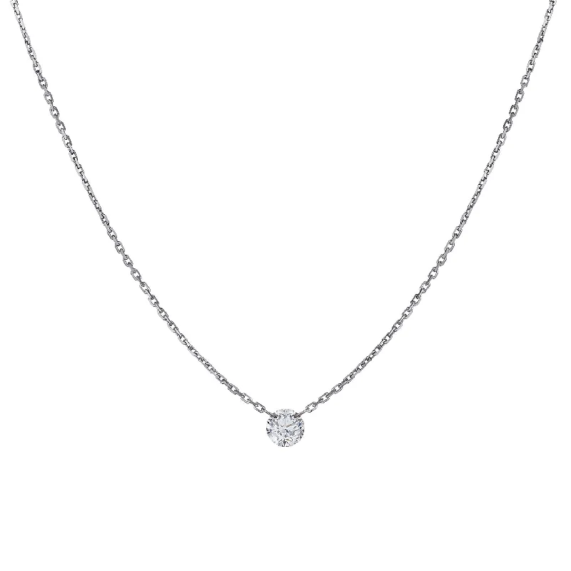 Luxury Pearl Necklace for Wedding-INVISIBLY SET DIAMOND NECKLACE