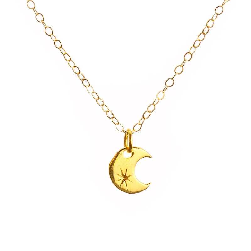 Elegant Wedding Necklace-Gold Moon Necklace