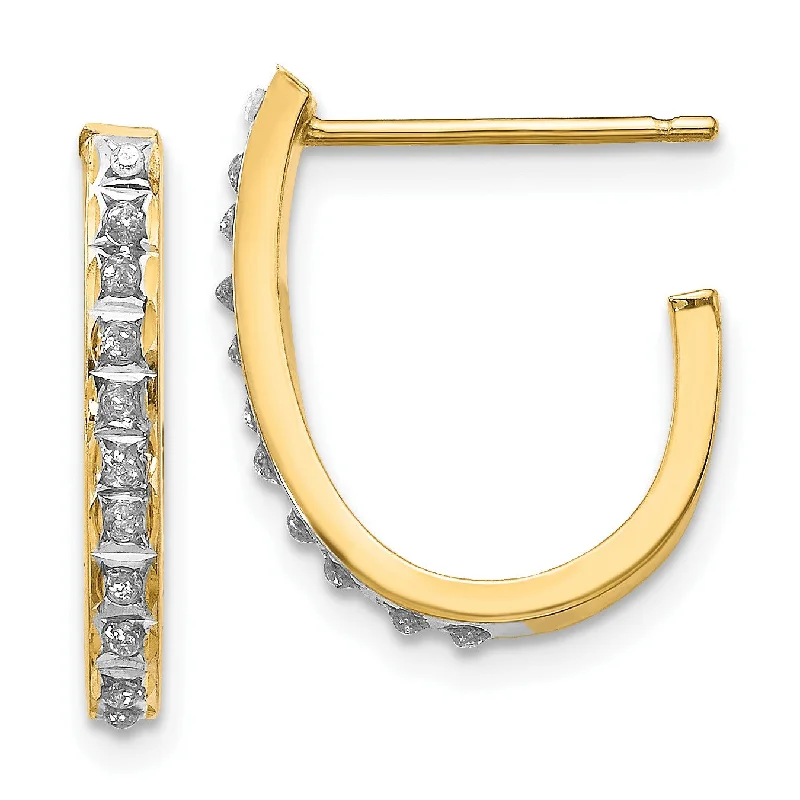 Custom Earrings for Bridesmaids-Diamond Fascination Diamond Accent Hoop Earrings in 14KT Yellow Gold