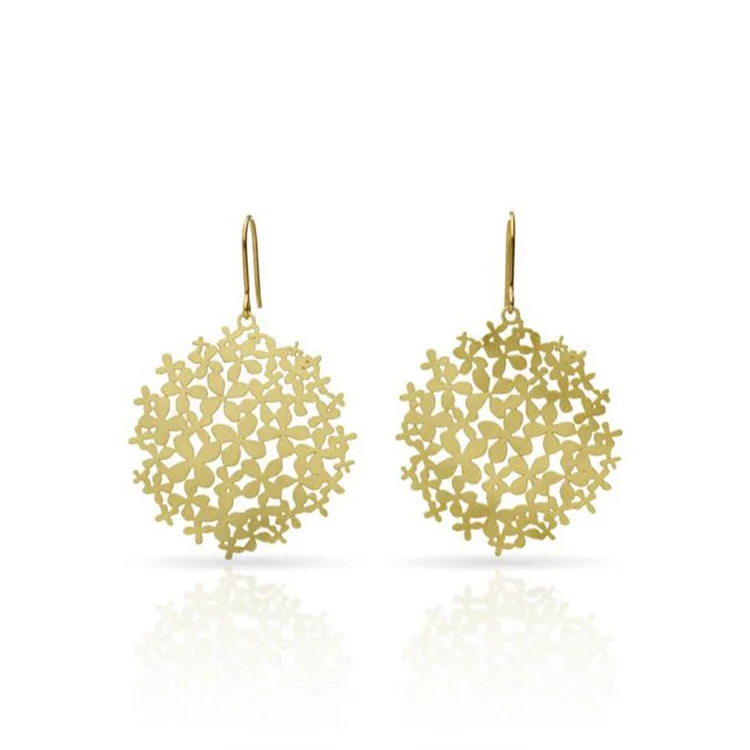 Dangle Earrings with Gems-RAS Little Hydrangeas Gold Earrings