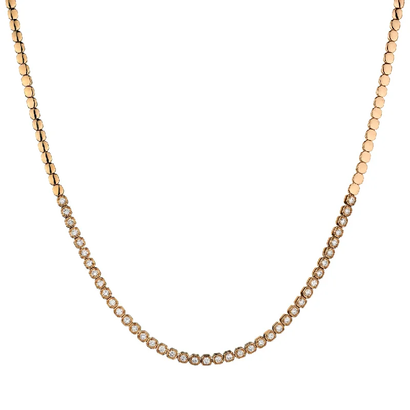 Luxury Pearl Necklace-DIAMOND BEZEL SET NECKLACE