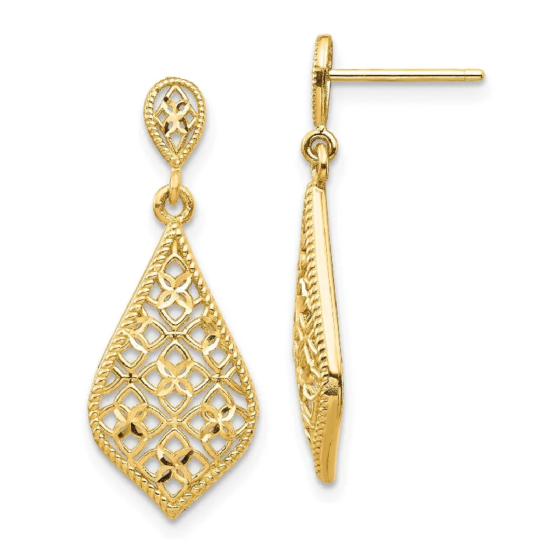 Modern Earrings for Teens-14KT Yellow Gold Drop & Dangle Fancy Earrings