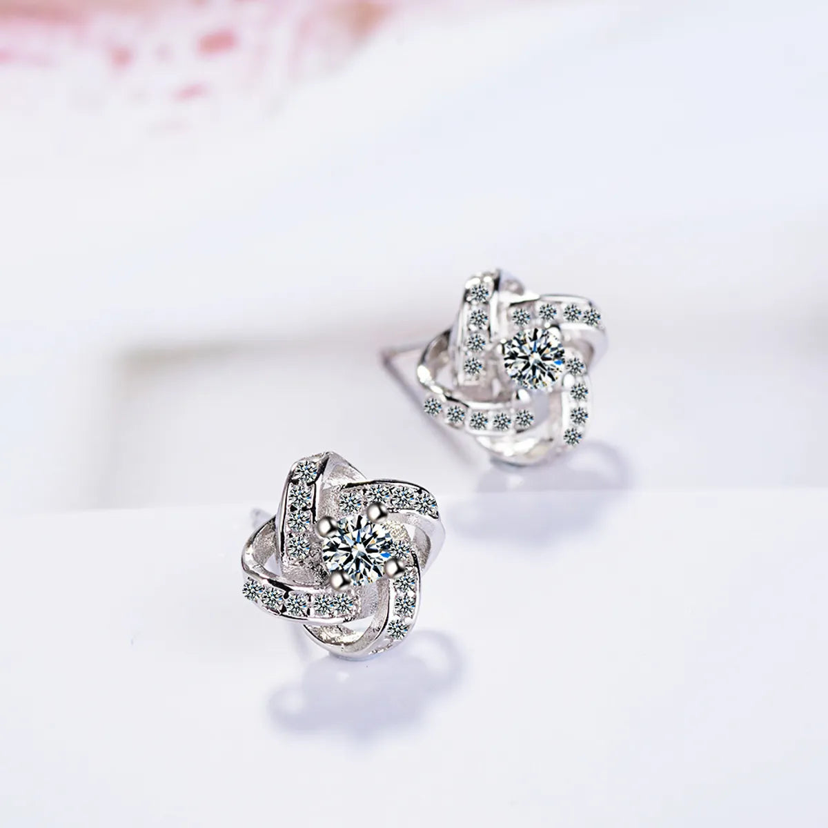 Luxury Earrings for Wedding-1 Pair Fashion Flower Copper Inlaid Zircon Ear Studs