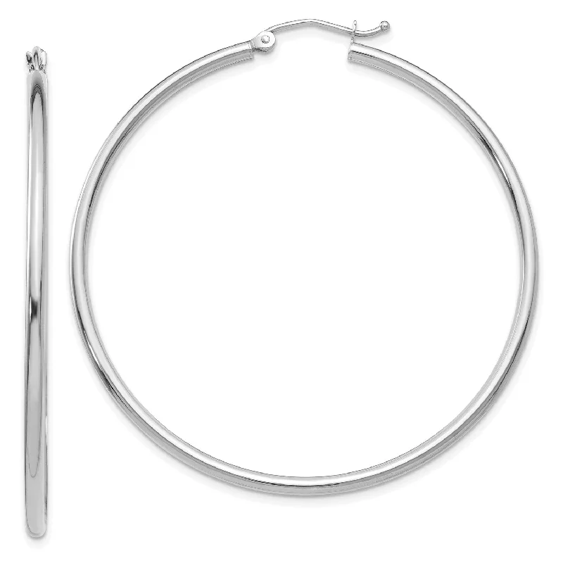 Elegant Bridal Earrings-14KT White Gold 50X2MM Hoop Earrings