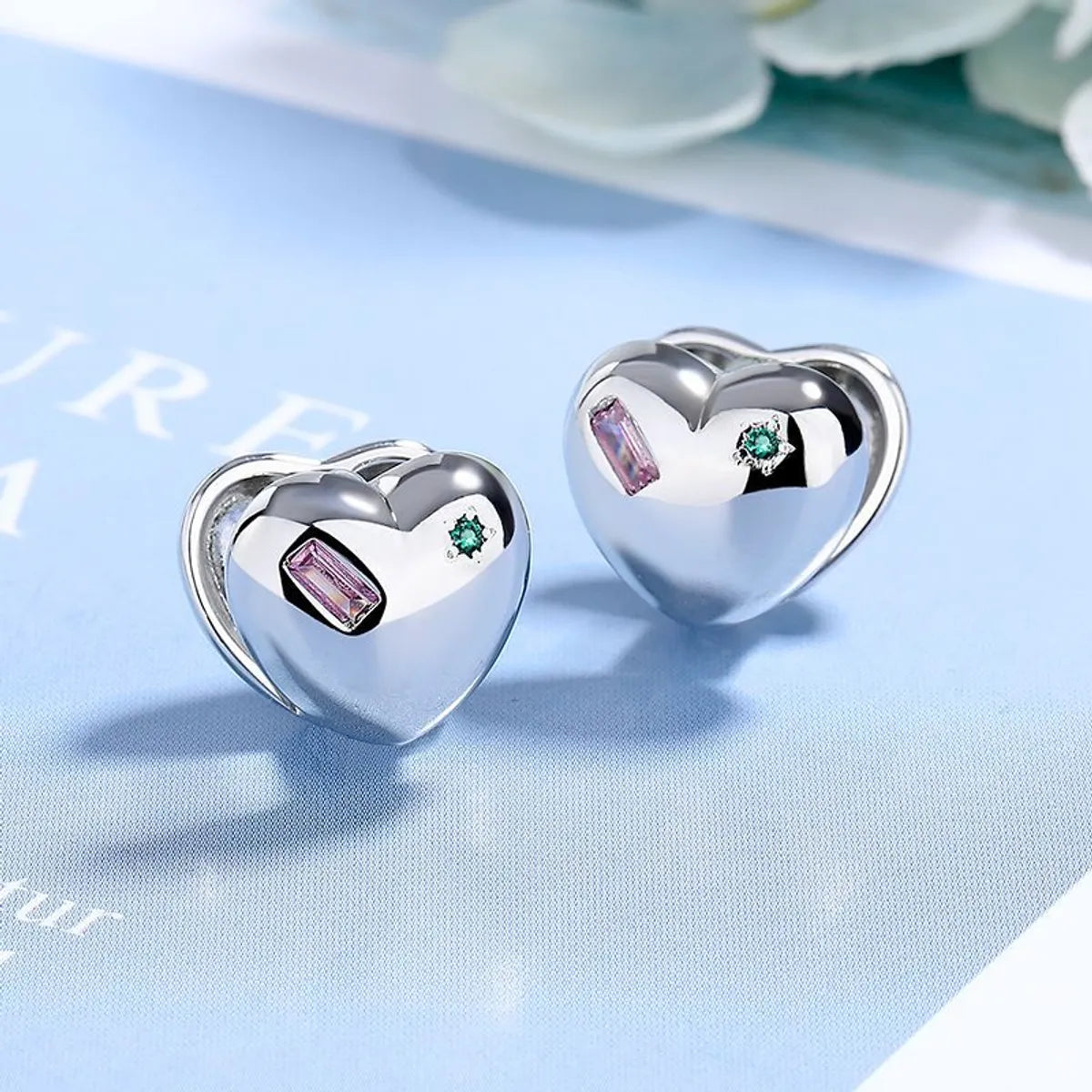 Modern Earrings for Teens-1 Pair Simple Style Heart Shape Plating Copper White Gold Plated Ear Studs