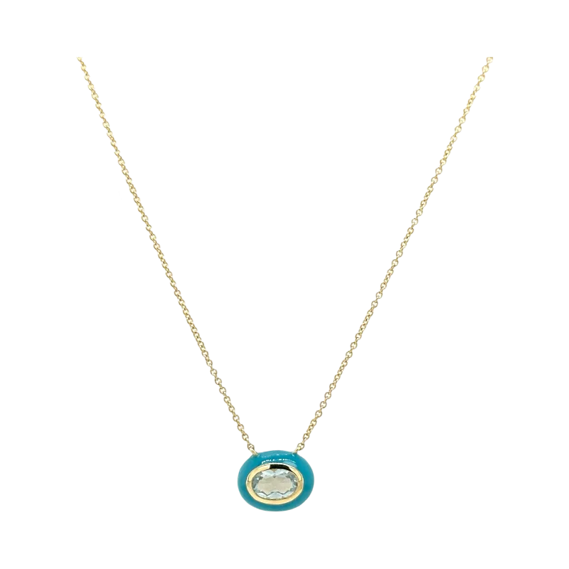 Diamond Pendant Necklace-BLUE TOPAZ & TURQUOISE BUBBLE NECKLACE