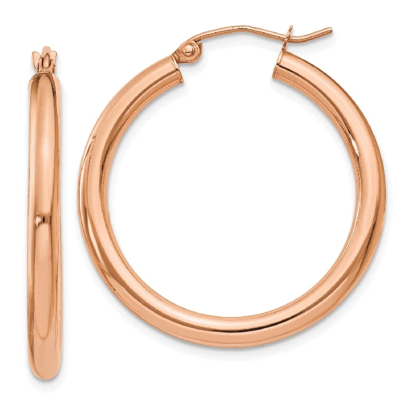 Elegant Gemstone Drop Earrings-14KT Rose Gold 30X3MM Hoop Earrings