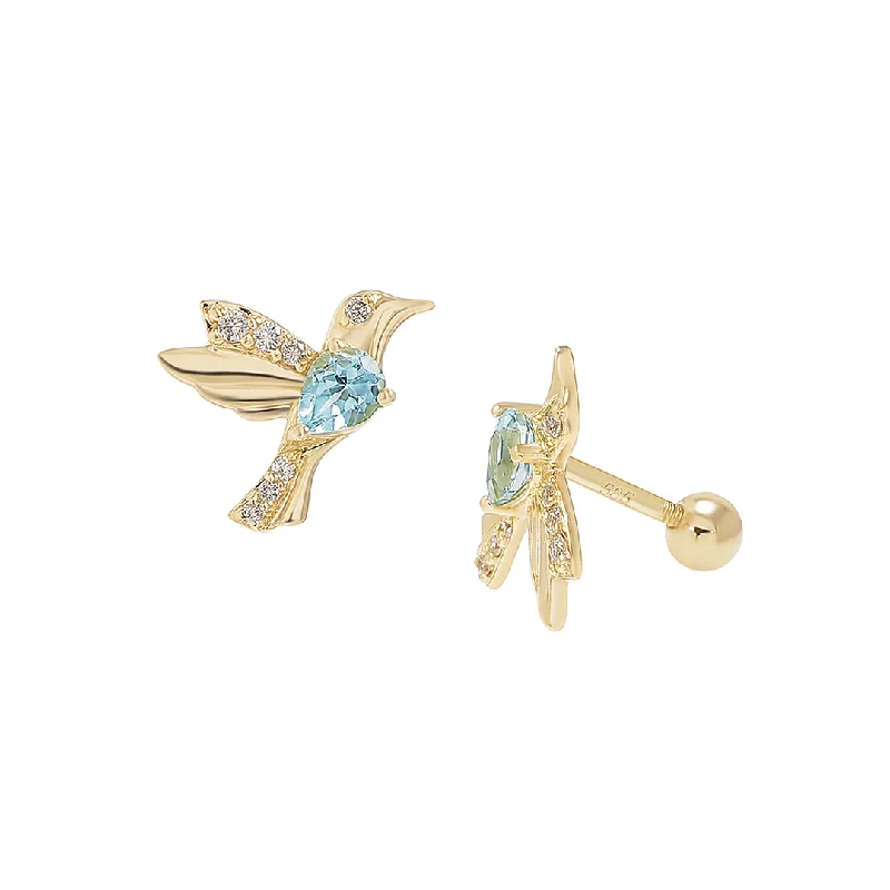 Gorgeous Stud Earrings-Child's Hummingbird Stud Earrings