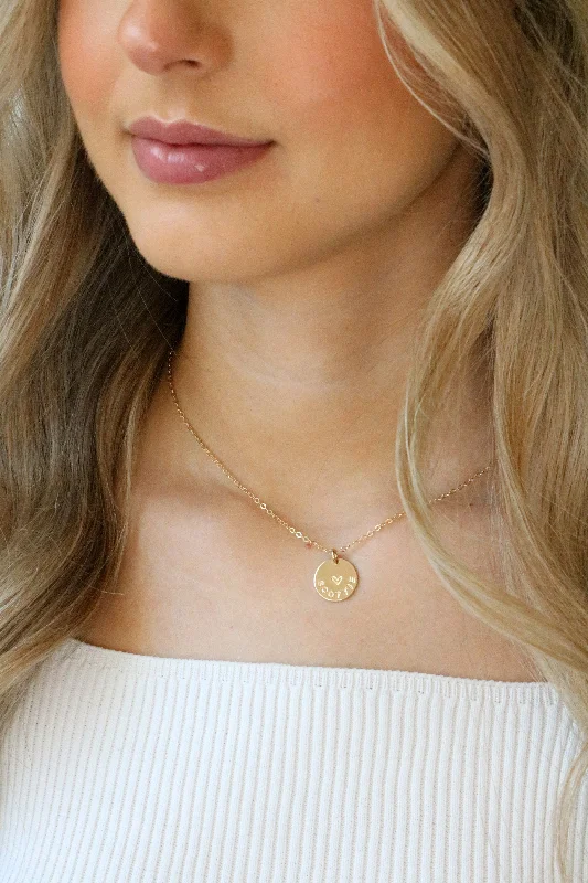 Unique Crystal Necklace-rimmed name + heart necklace {silver + gold}