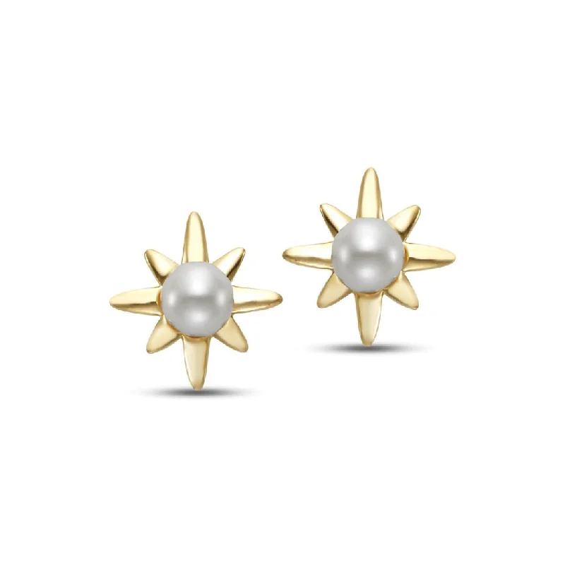 Unique Wedding Earrings-Pearl Starburst Earrings