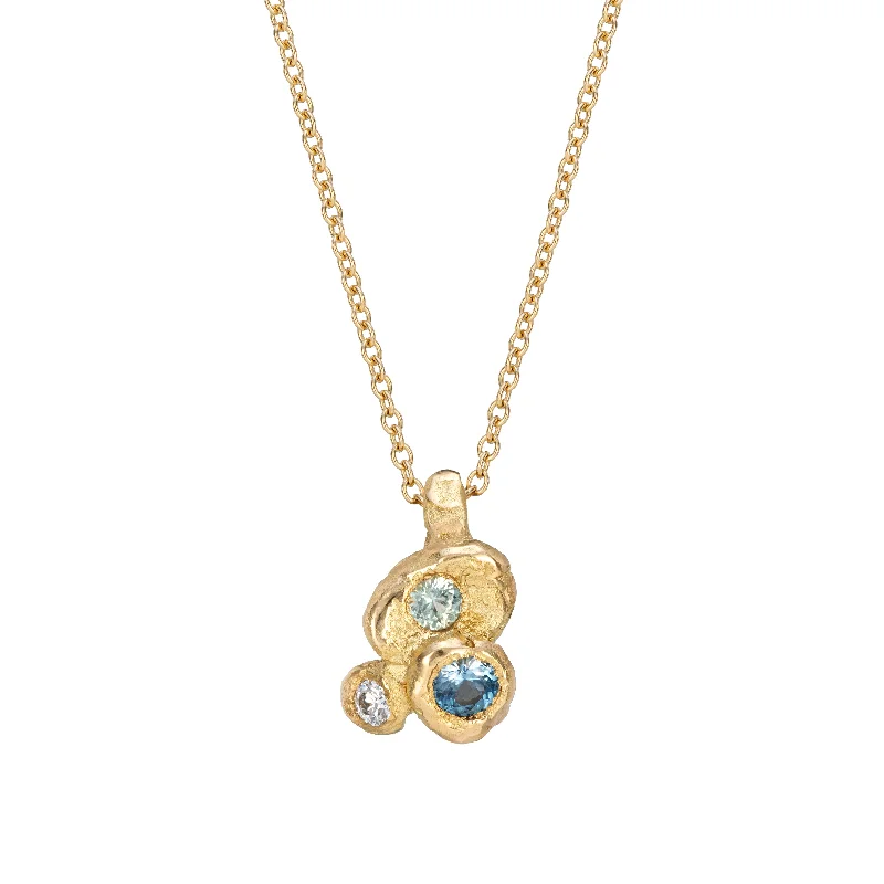 Sparkling Gold Necklace-Sapphire and Diamond Carn Pendant