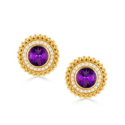 Affordable Gold Earrings-Amethyst Justinian Earrings