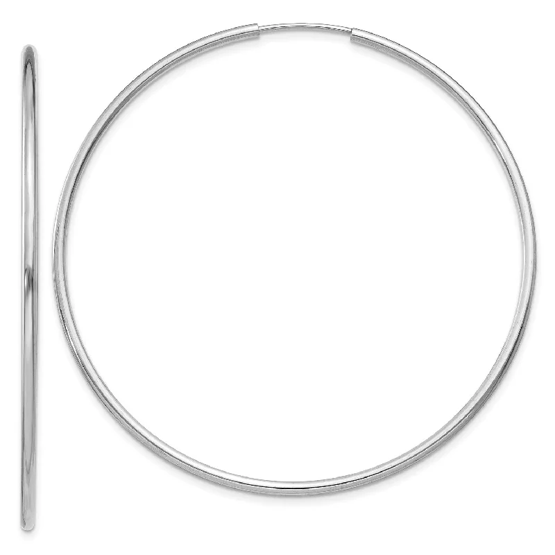 Simple Hoop Earrings-14KT White Gold 50X1.5MM Endless Hoop Earrings