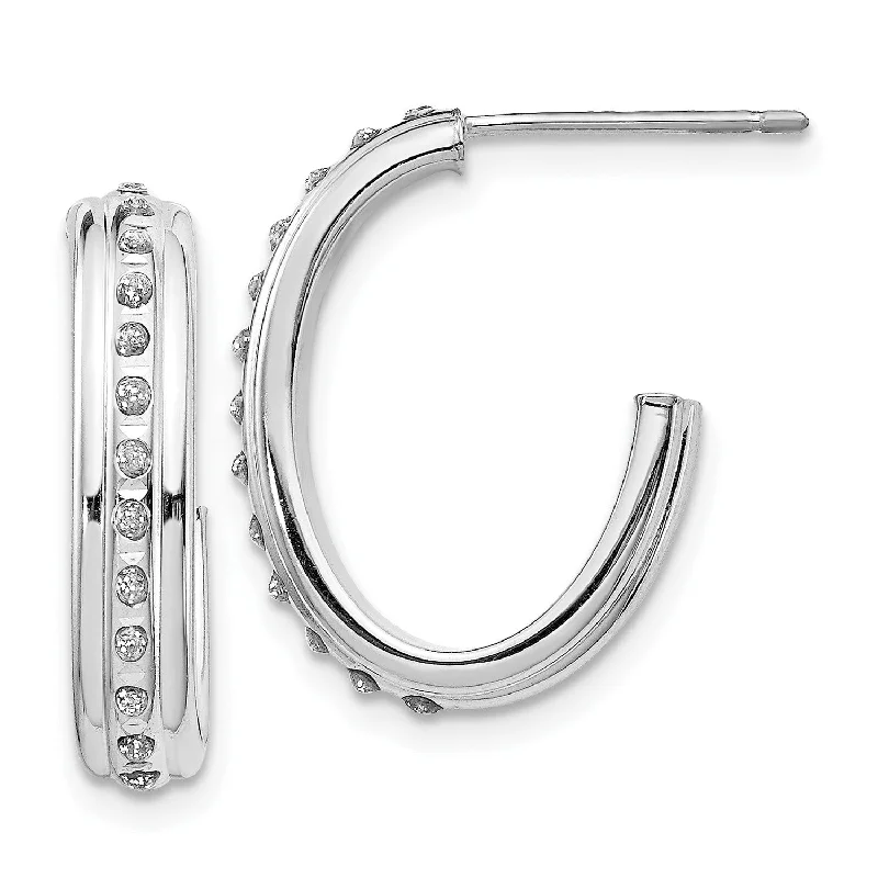 Affordable Gold Earrings-Diamond Fascination Diamond Accent Hoop Earrings in 14KT White Gold