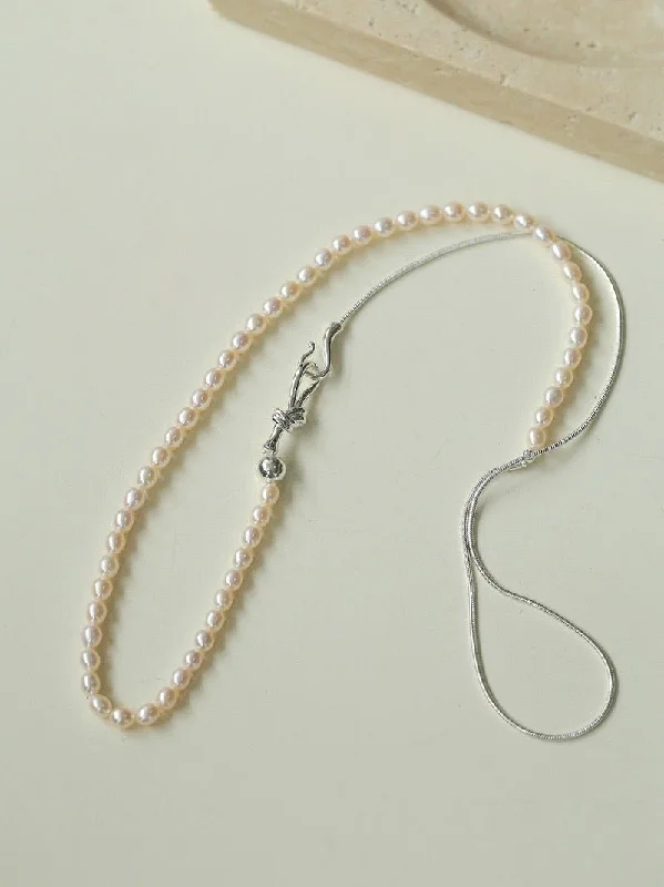 Silver Necklace with Pearls-Pearl Splicing Chain Multilayer Long Necklace Sweater Chain