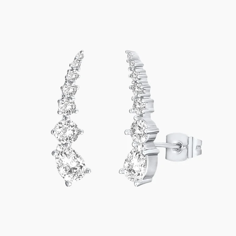 Elegant Gemstone Earrings-Sterling Silver CZ Climber Earrings