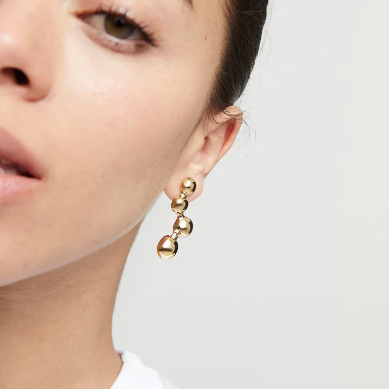 Gold Hoop Earrings-UNOde50 Intrepida Gold Ball Studs