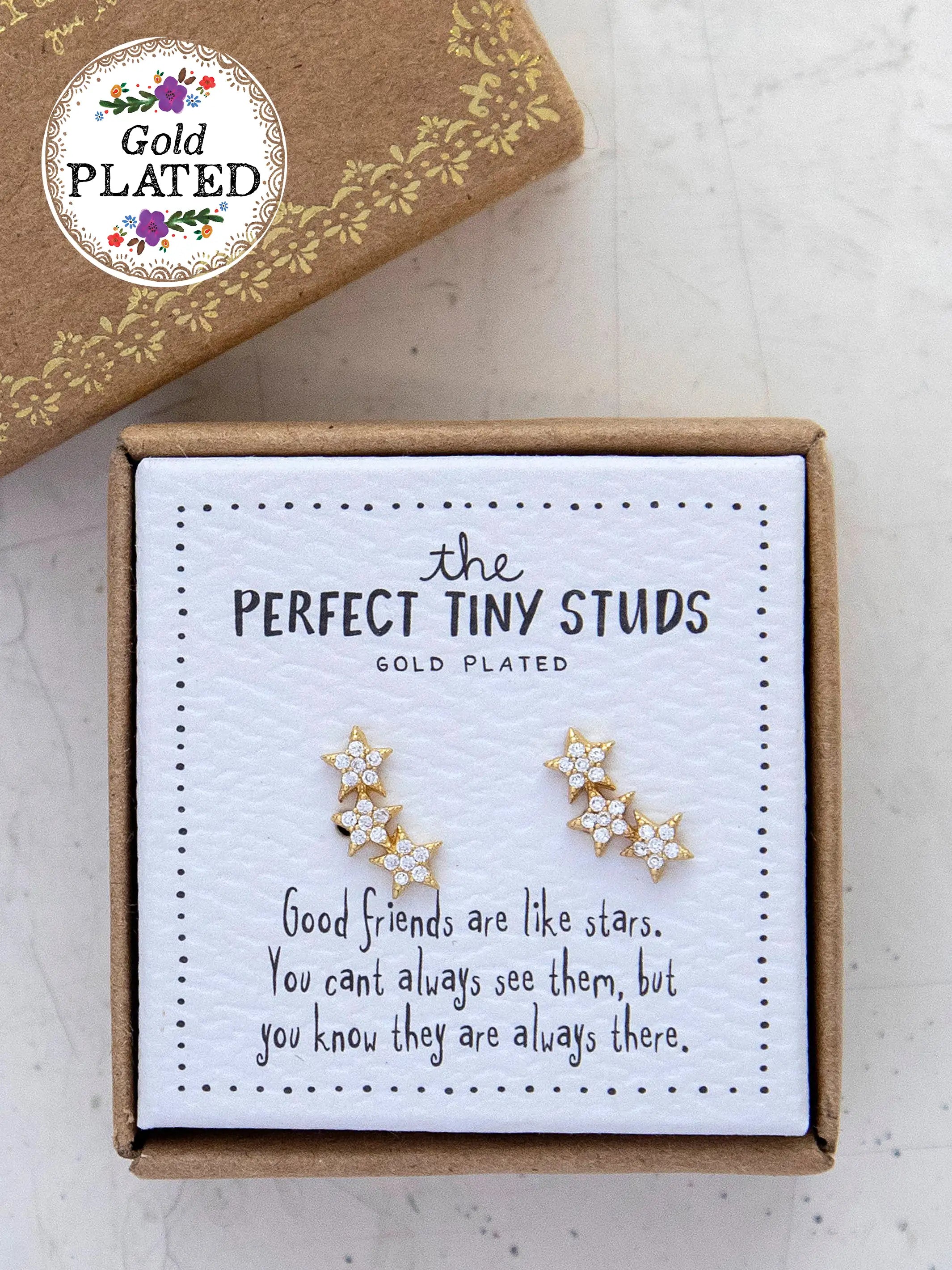 Classic Gold Stud Earrings-Perfect Tiny Stud Earrings - Star