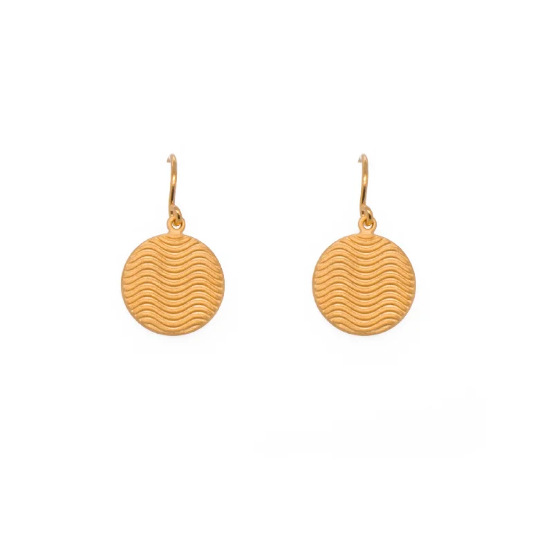 Sterling Silver Earrings for Women-Serenity Disk Wire Earrings 24K Gold Vermeil