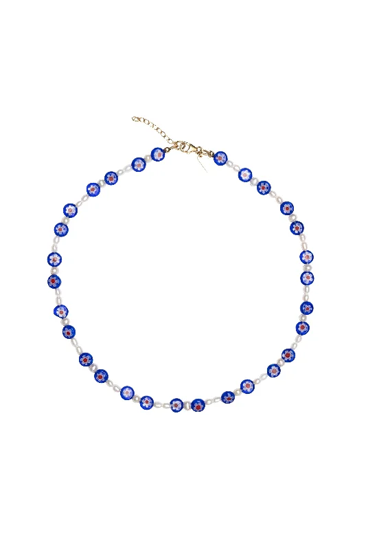 Dainty Gold Necklace-Positano - Sapphire Blue