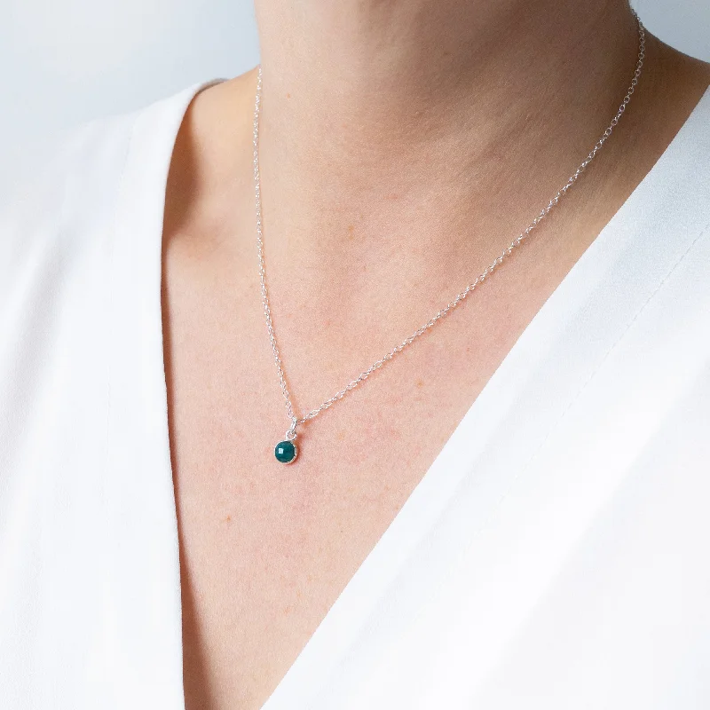 Luxury Silver Necklace-Silver Emerald May Birthstone Necklace