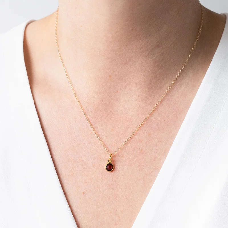 Customizable Crystal Necklace-Gold Garnet January Birthstone Necklace