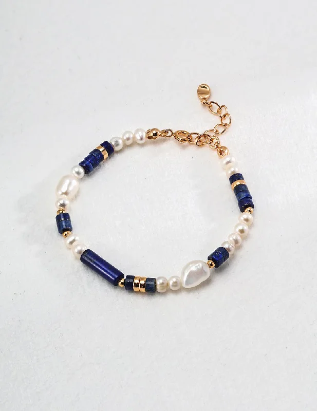 Rose Gold Necklace for Women-Sterling Silver Lapis Lazuli Pearl Bracelet