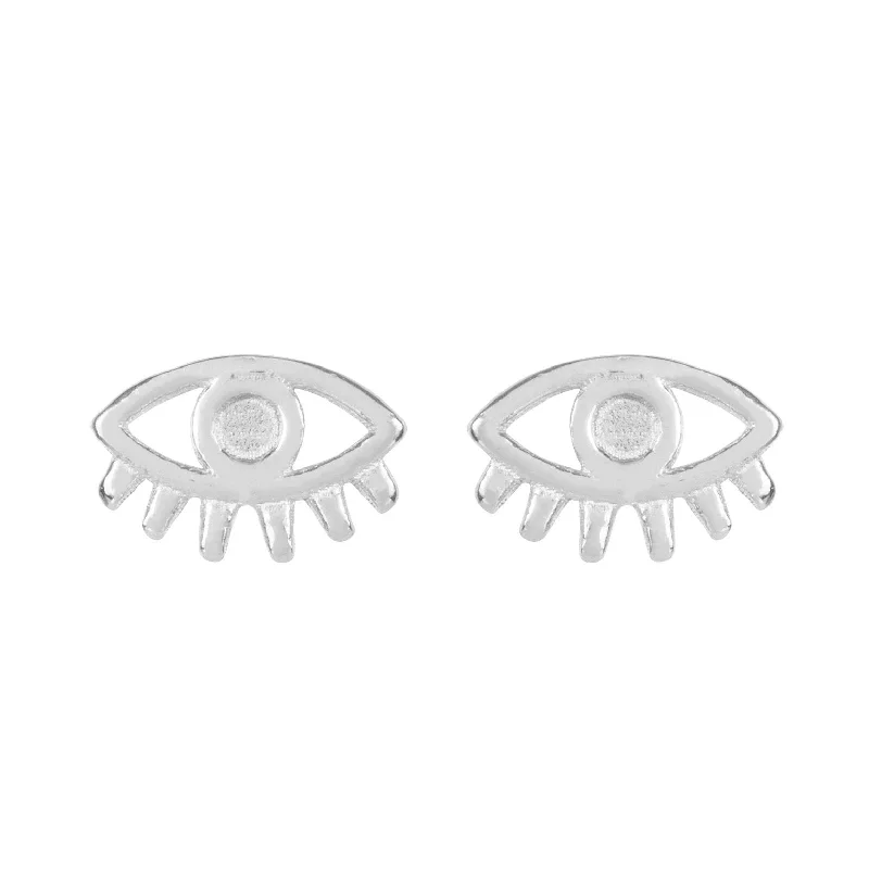 Minimalist Stud Earrings-Evil Eye Studs Silver