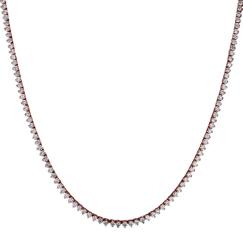 High-Quality Silver Necklace-3 CLAW DIAMOND TENNIS NECKLACE