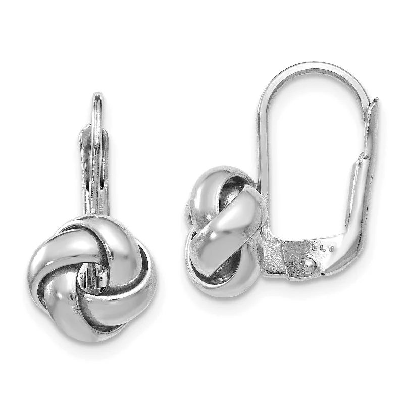 Modern Drop Earrings-14KT White Gold 13X9MM Leverback Love Knot Earrings