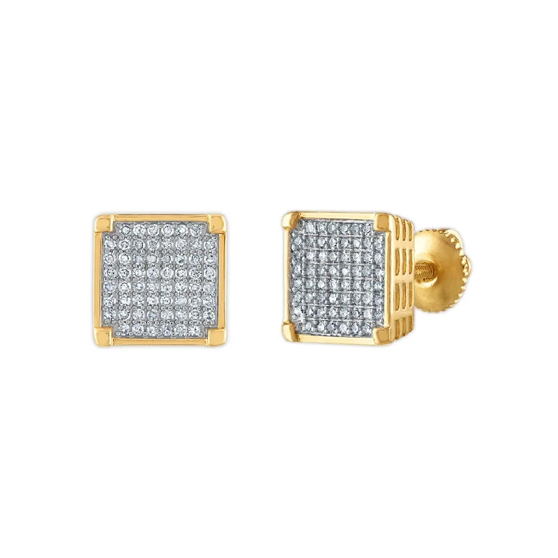 Stylish Dangle Earrings-1/2 CTW Diamond Fashion Stud Square Earrings in 10KT Yellow Gold