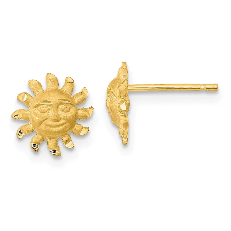 Rose Gold Earrings-14KT Yellow Gold Sun Stud Earrings