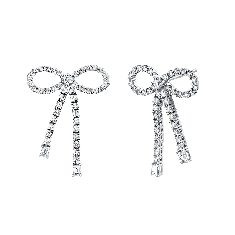 Crystal Hoop Earrings-Diamond Bow Earrings