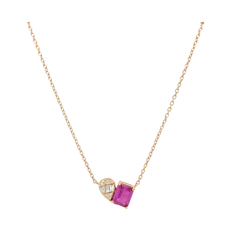 Dainty Gold Necklace-TOURMALINE & DIAMOND TOI ET MOI NECKLACE