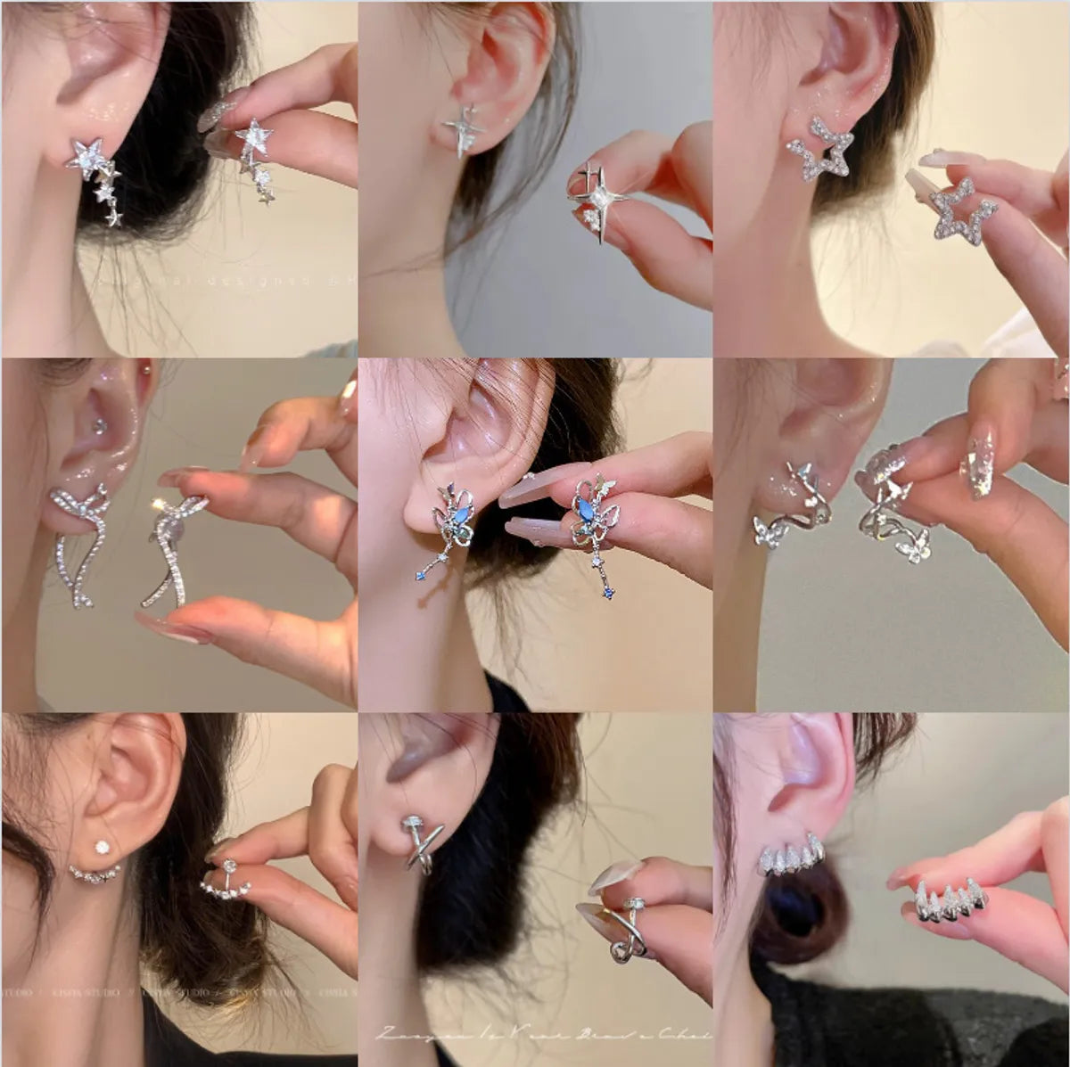 Stylish Hoop Earrings-1 Pair Fairy Style Elegant Star Butterfly Bow Knot Plating Inlay Alloy Zircon Ear Studs