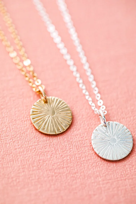 Custom Bridal Necklace-sunburst coin necklace { silver + gold }