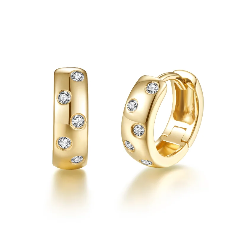 High-Quality Diamond Earrings-Scattered Diamond Huggies