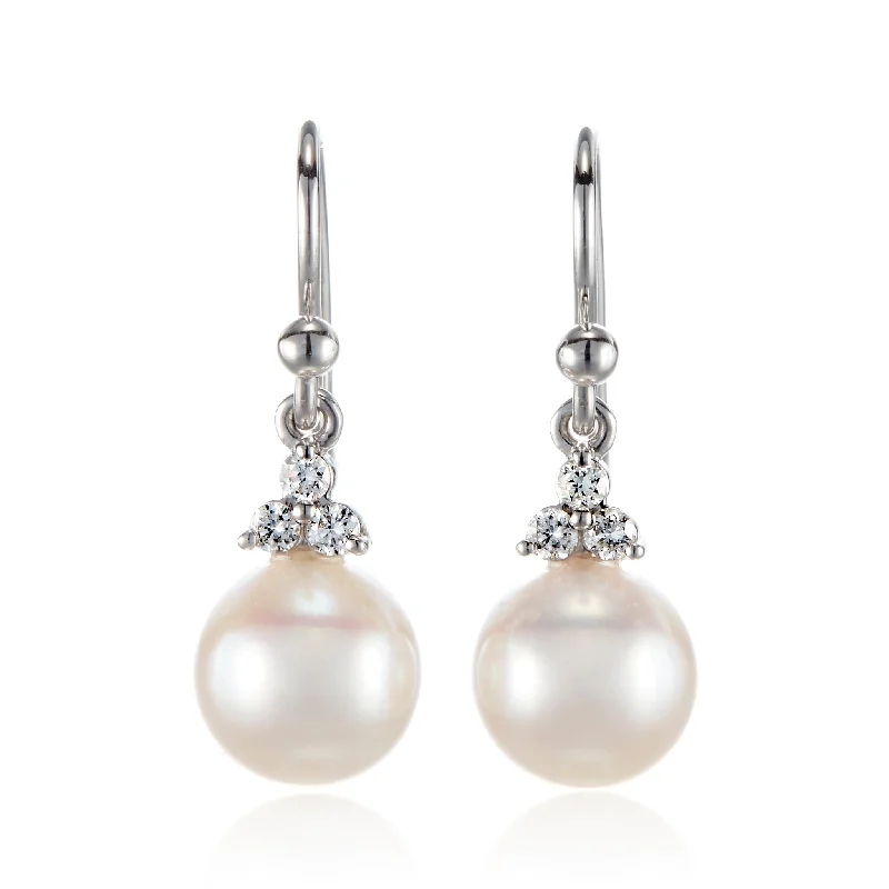 Wedding Earrings for Bride-Madison Drop Earrings in White Akoya Pearls