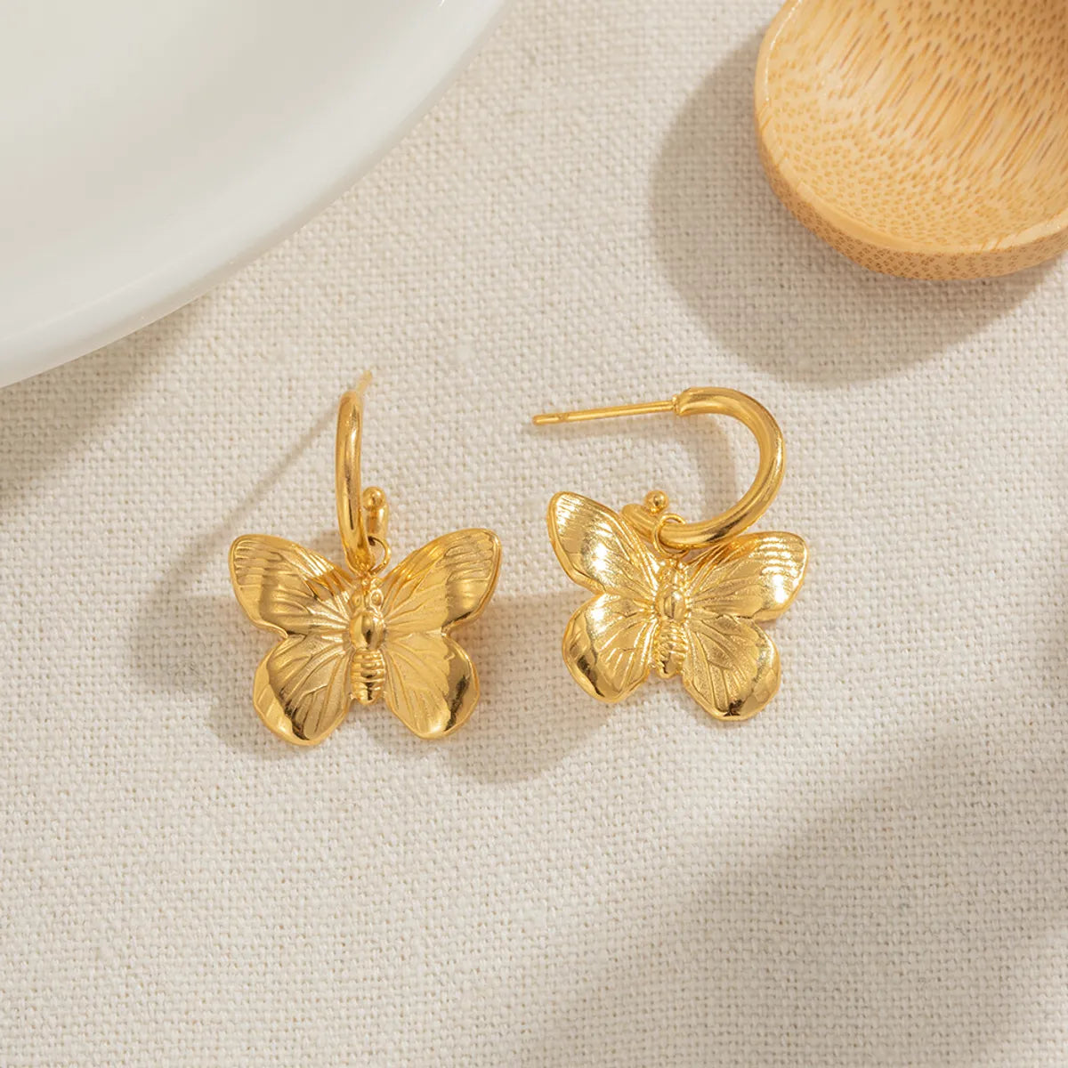 Simple Silver Earrings-1 Pair Ig Style Butterfly Plating Stainless Steel 18k Gold Plated Ear Hook