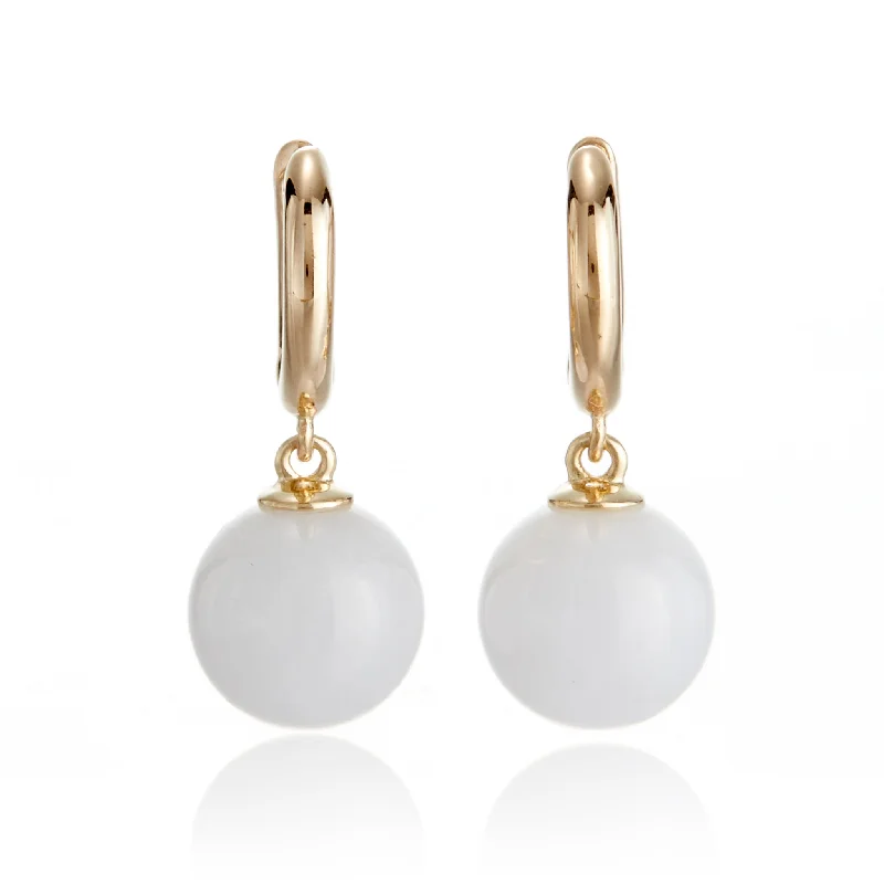 Dainty Earrings for Women-Soho Earrings in White Jade