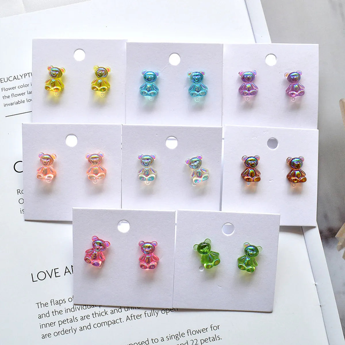 Diamond Stud Earrings-Cute Bear Resin Women's Ear Studs 1 Pair