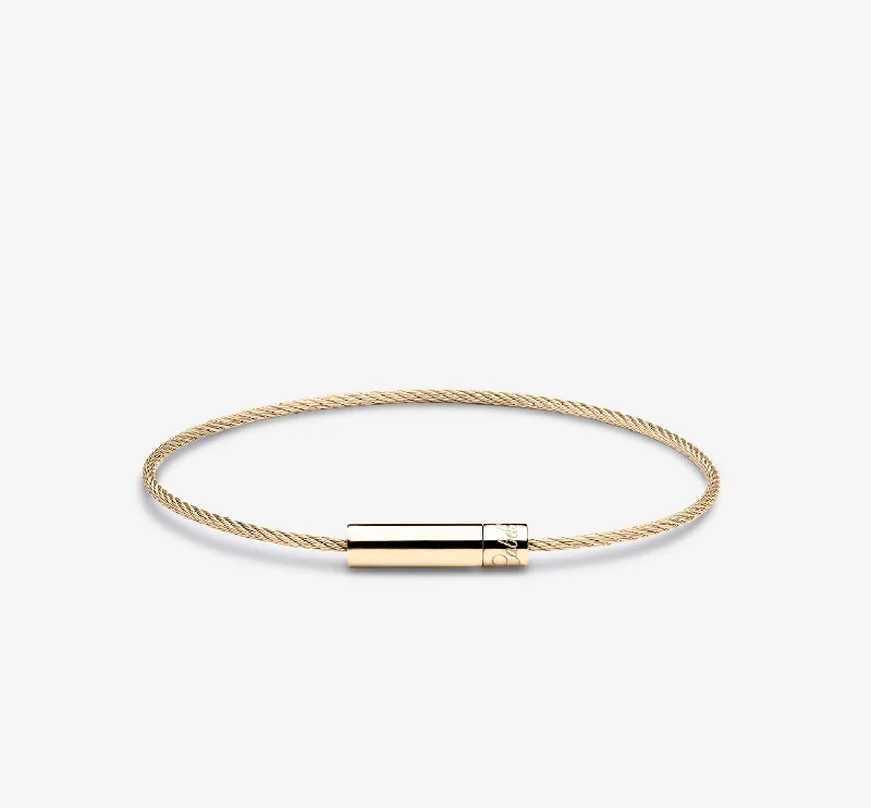 Women’s Customizable Leather Bracelet-Michael Cable Bracelet | Gold