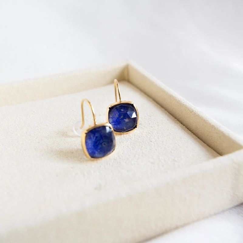 Modern Bridal Earrings-Lapis Luxe Square Earrings