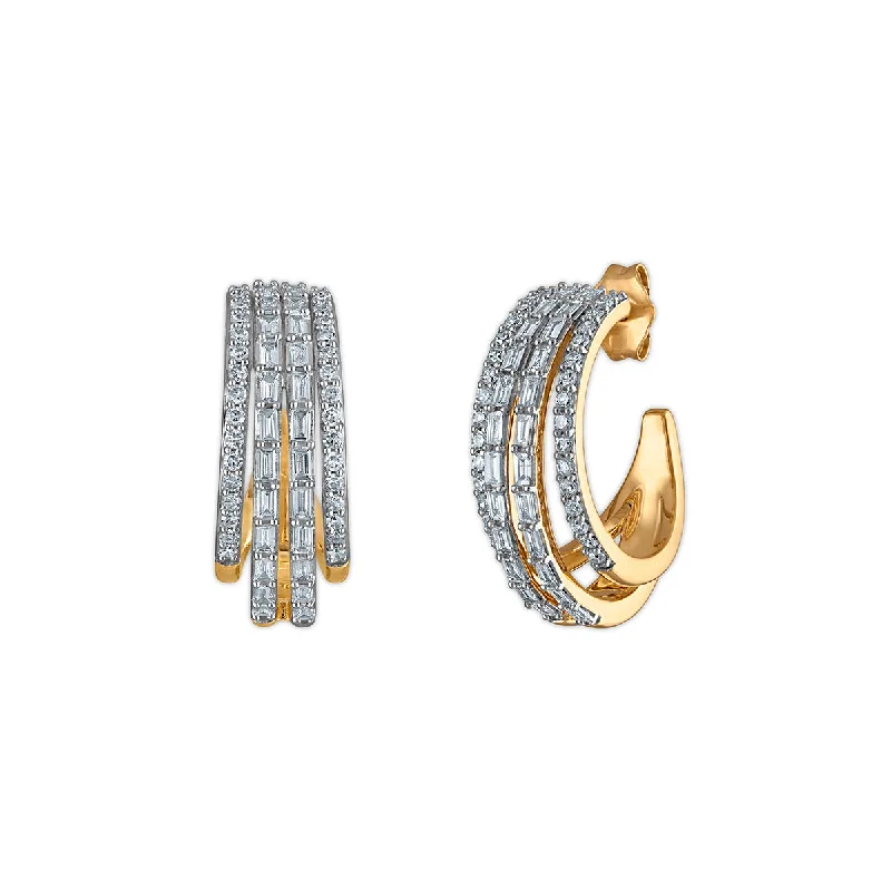 Moon Shaped Earrings-EcoLove 1 CTW Lab Grown Diamond Hoop Earrings in Gold Plated Sterling Silver