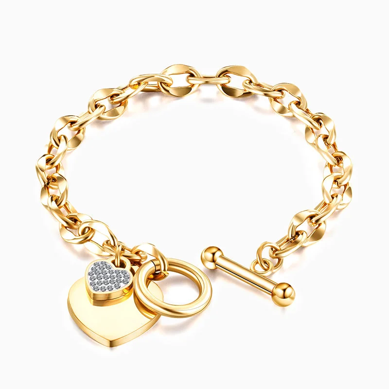 Simple Gold Bracelet-Havana Heart Pendant Bracelet