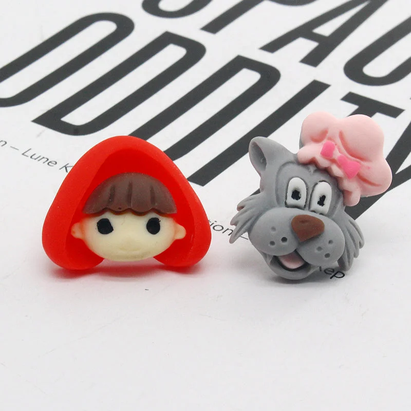 Little Red Riding Hood and Big Gray Wolf Ear Studs