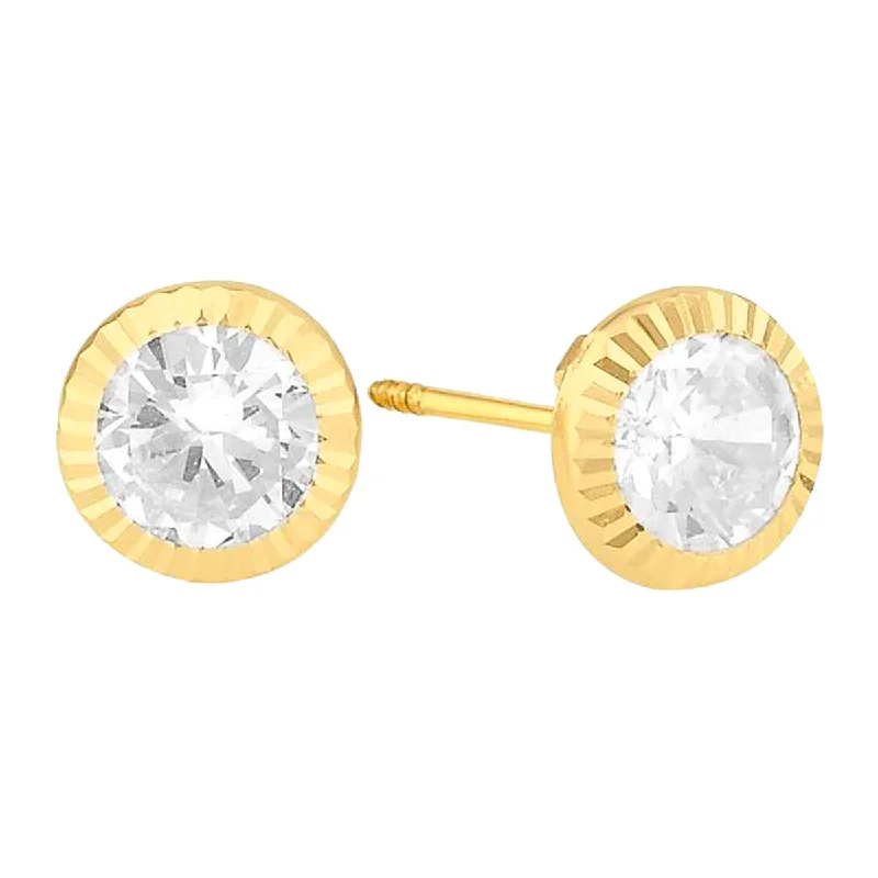 Wedding Earrings with Gemstones-14KT Yellow Gold and Cubic Zirconia Earrings